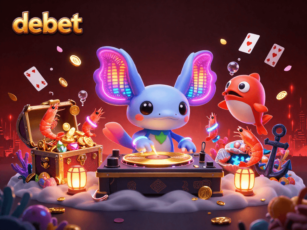 Experience debet-themed excitement with vivid casino action in an underwater scene featuring a DJ and vibrant sea life.