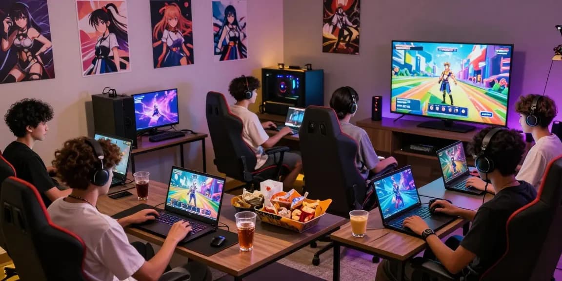 Engaged gamers enjoying thrilling free hentai games in a vibrant gaming lounge atmosphere.