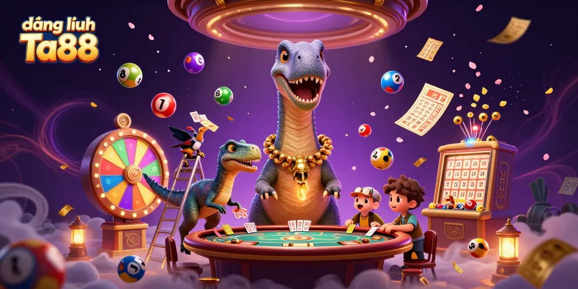 Engage in thrilling gameplay at đăng nhập Ta88 featuring a vibrant casino scene with animated characters and elements.