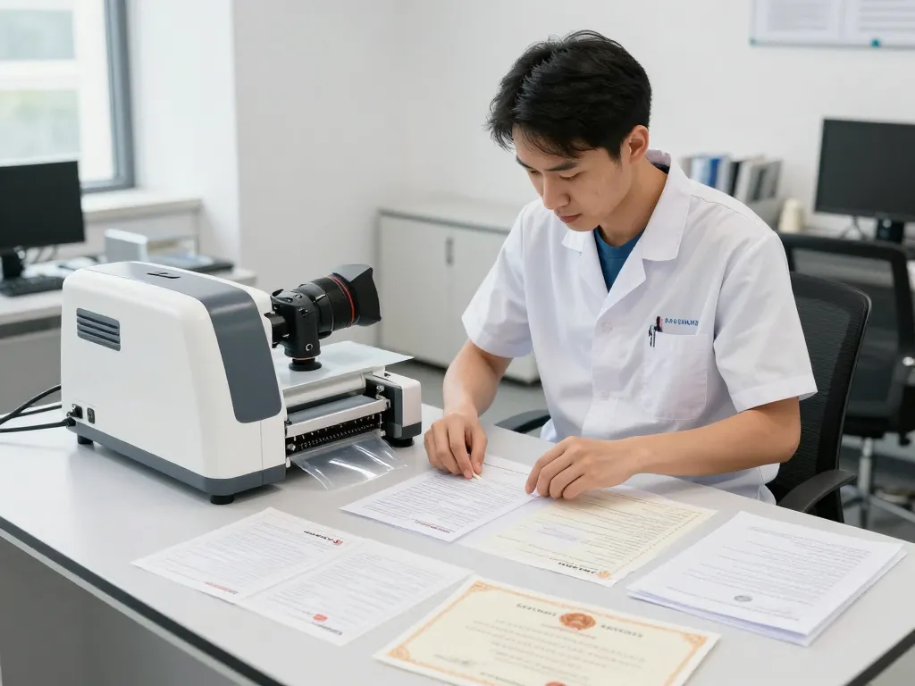 Dịch vụ bóc ép plastic performed by a technician showcasing delicate handling of important documents in a modern office setting.