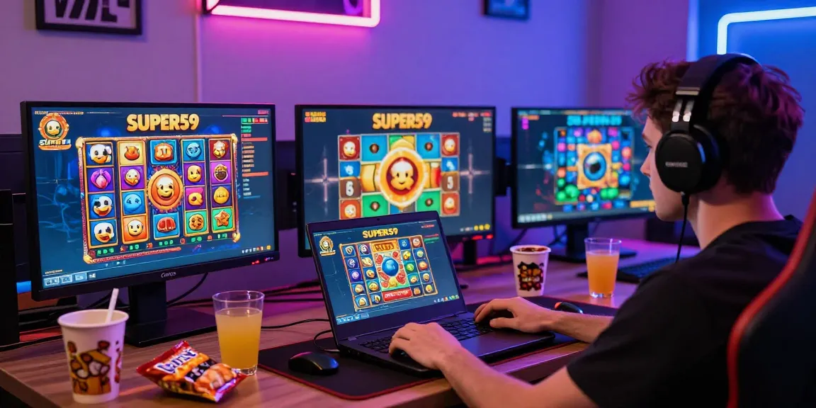 Pengalaman bermain slot online di SUPER59 dengan grafis menarik dan suasana ceria.