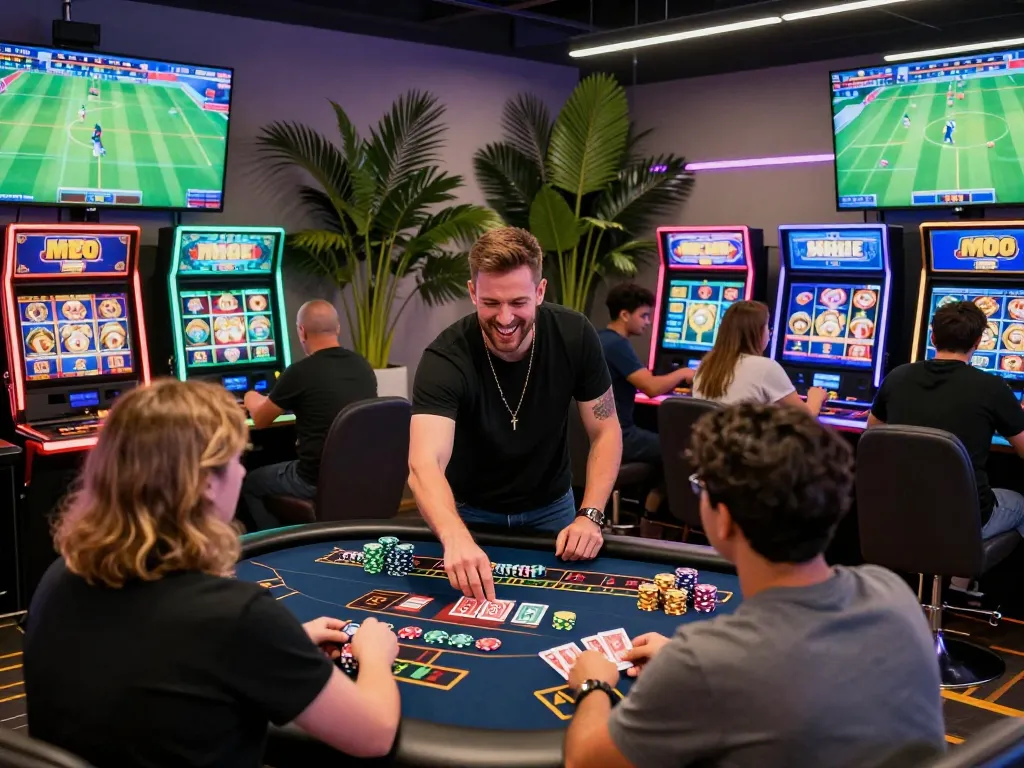 Engaged players enjoying thrilling moments at MMOO online gaming platform, featuring sports betting and live casino action, promoting https://mmoo1.de.com.