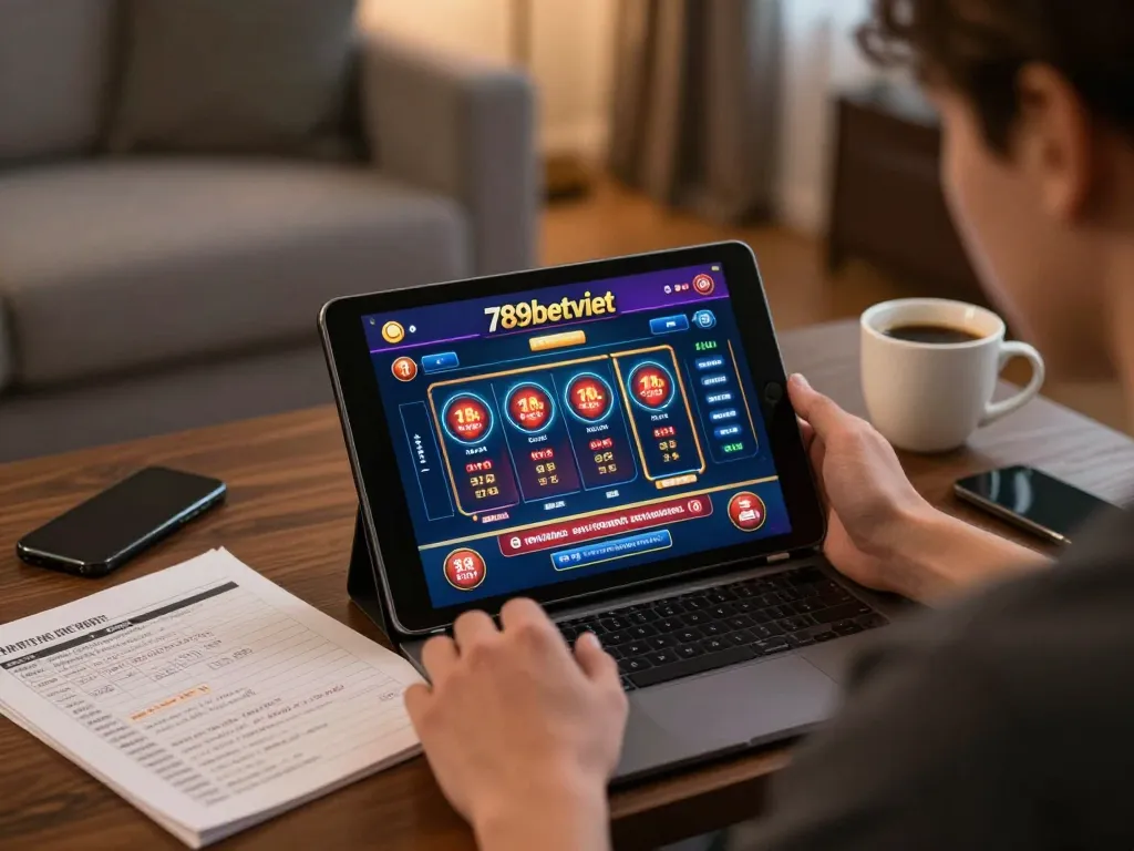 Engaging online gaming session at 789betviet with a user focusing on the gaming interface