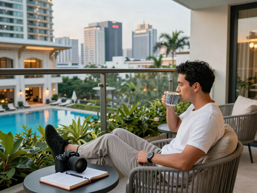 Enjoying the luxury of Carter Hotel with a view and modern amenities, featuring rokok88 login options.