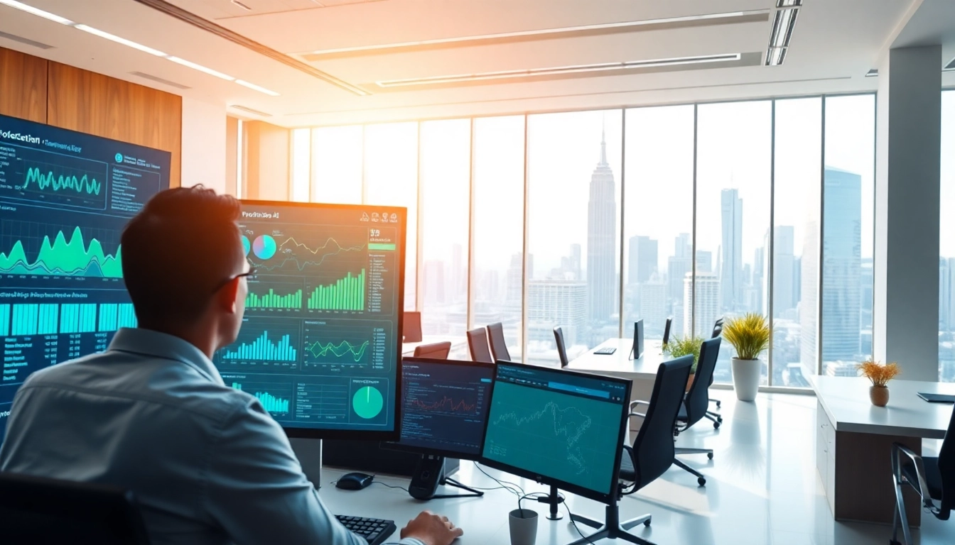 Engaging interface of AI Software displayed on a modern workstation, highlighting productivity.