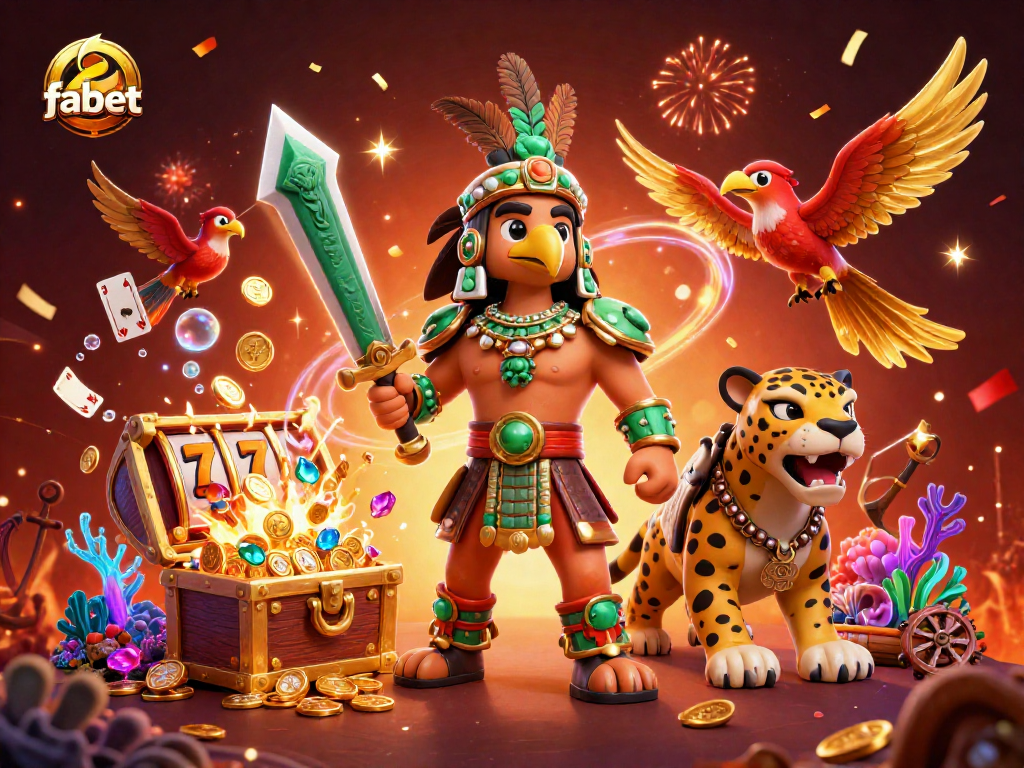 Engage with fabet's thrilling slots and jackpots in this vibrant 3D casino scene.