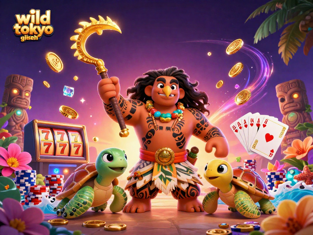 Gioca ai favolosi wild tokyo giochi mentre il dio Maui e la tartaruga ti accompagnano.