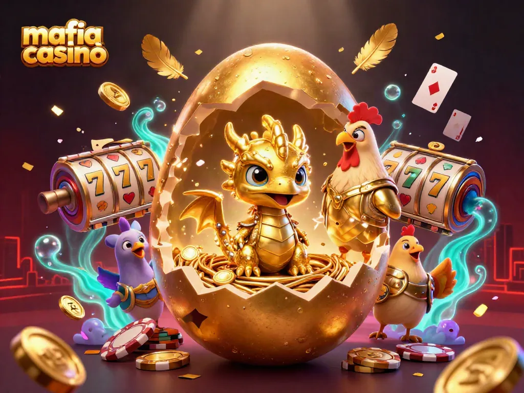 Experience the thrill of mafia casinò with a dragon and poker chips in a vibrant casino scene.