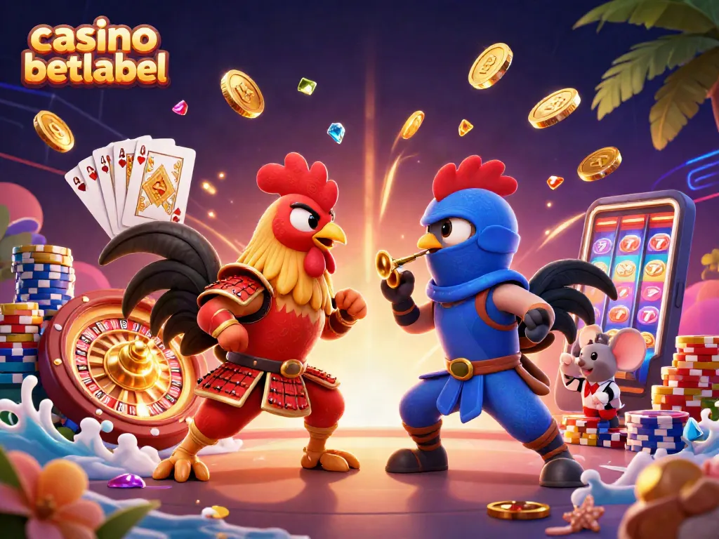 Experience the thrilling ambiance of casino betlabel with fierce 3D rooster warriors and dazzling gaming elements.
