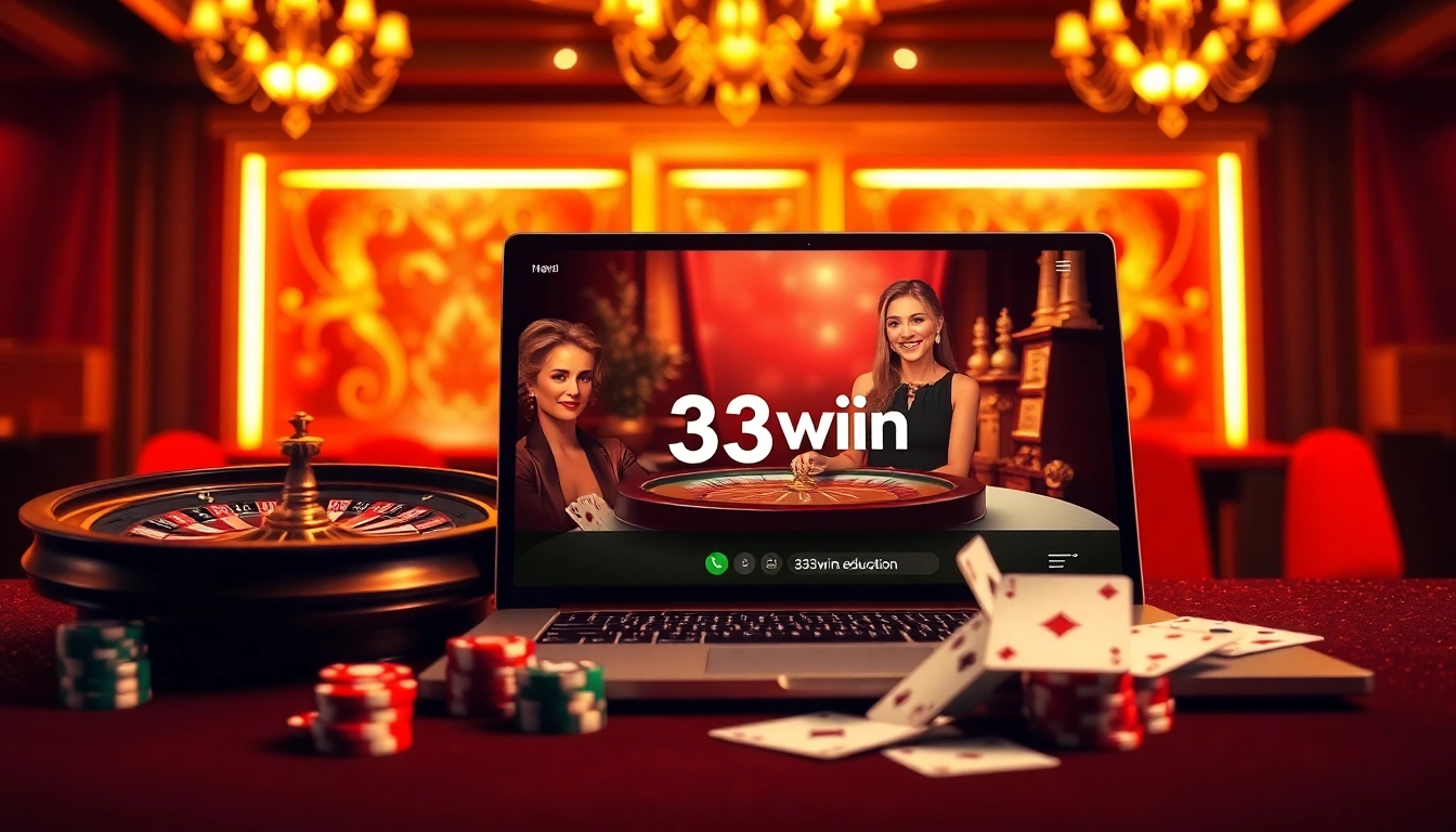 Exciting online gambling scene representing https://33win.education/ with vibrant casino elements.